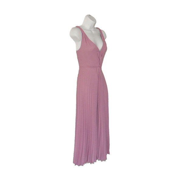 B5 NWT VINCE Baies Pink Twist Front Pleated A Line Midi Dress Size 4 $325 - Picture 3 of 7
